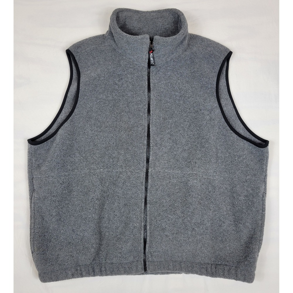 Eddie Bauer Polartec Fleece Vest Mens Large Gray Full Zip Mock Neck Outdoor L
